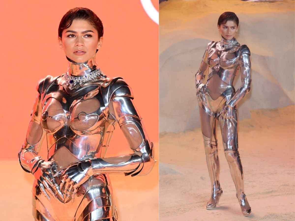 Zendaya Wears Mugler Cutout Robot Suit for Dune: Part Two World