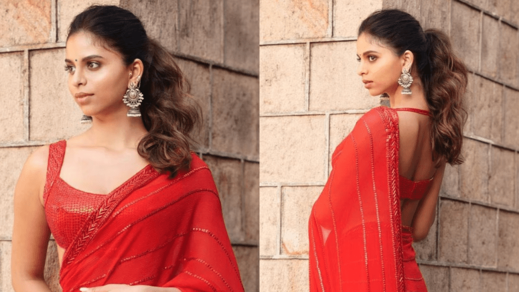 Suhana Khan in Manish Malhotra's red saree