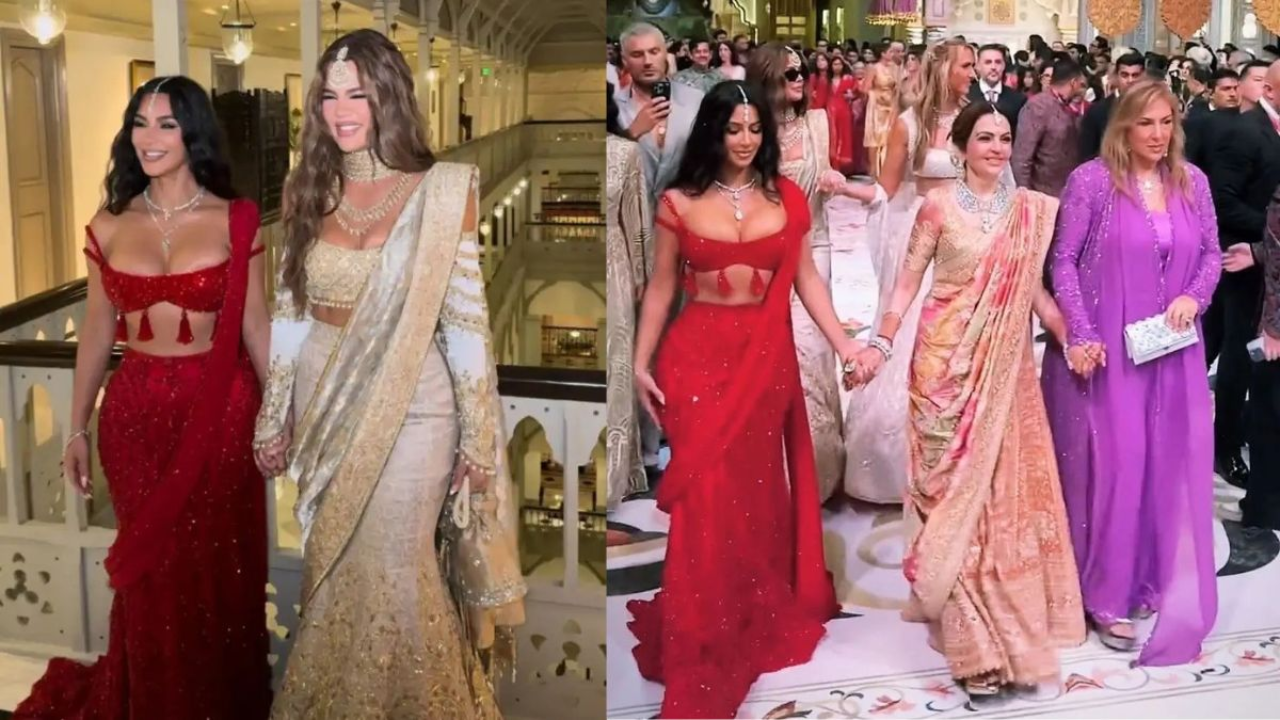 Khloe Kardashian and Kim Dress in Traditional Indian Attire for Ambani ...