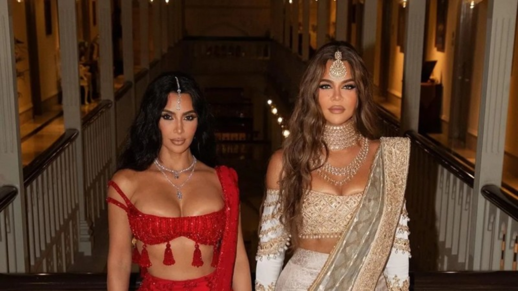 Kim Kardashian and Khloe Kardashian Picture from Anant Ambani and Radhika Merchant wedding