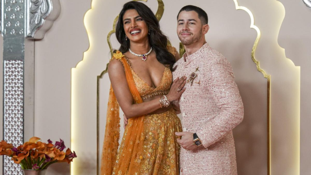 Priyanka Chopra with Nick Jonas in Anant Ambani and Radhika Merchant wedding