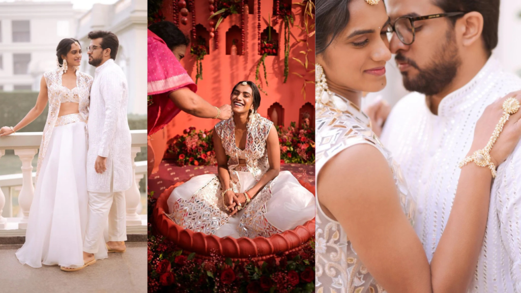 PV Sindhu Shines in a Minimal White Lehenga at Her Haldi Ceremony