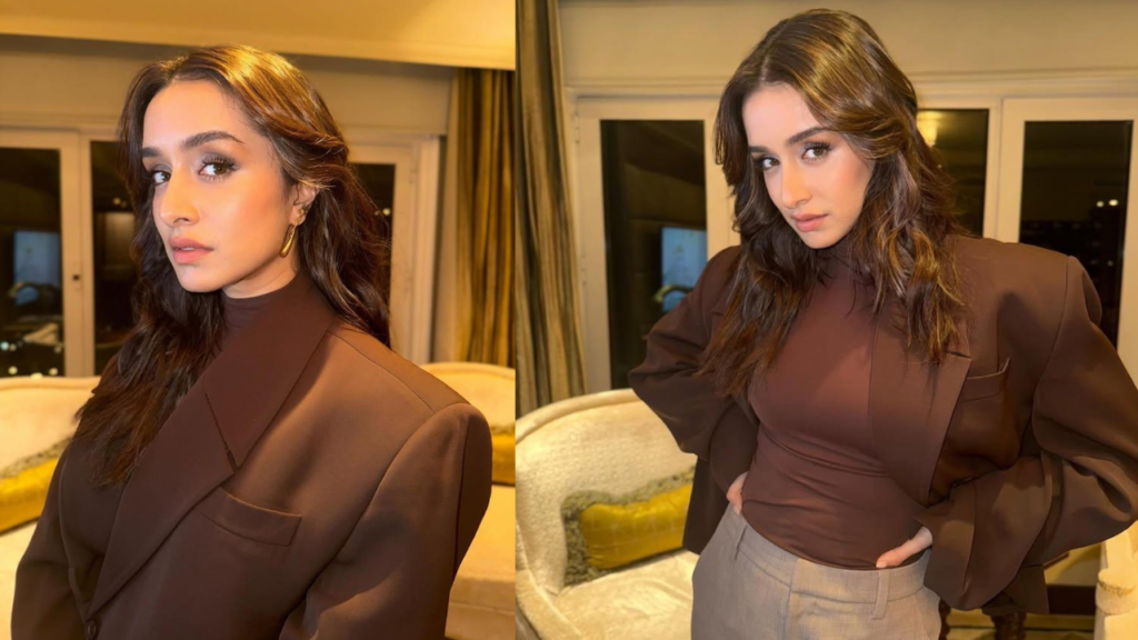 Shraddha Kapoor Slays Winter Fashion in Pantone’s ‘Mocha Mousse’ Blazer Look