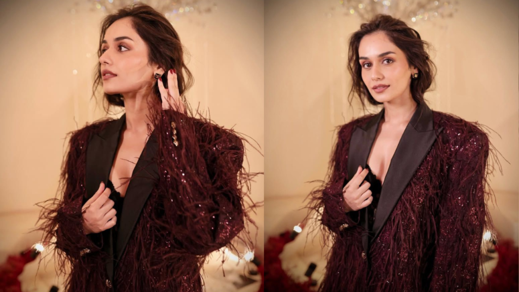 Manushi Chhillar Stuns in a Burgundy Blazer