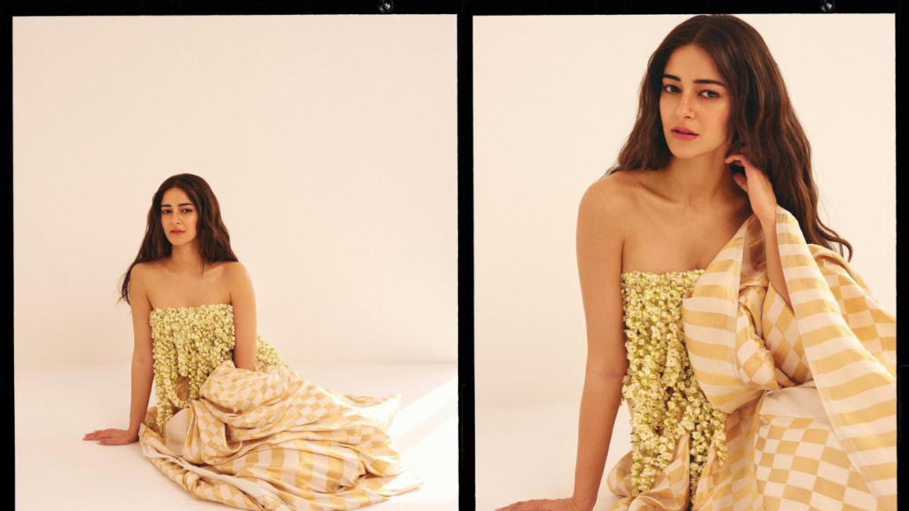 Ananya Panday Breaks Tradition with a Bold and Floral Saree Look