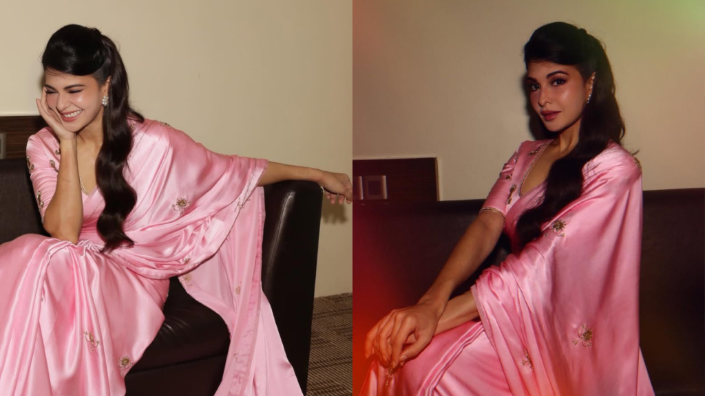 Jacqueline Fernandez Stuns in a Kamal Pink Saree 