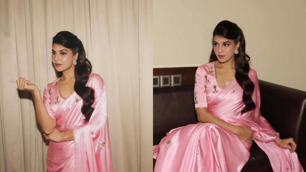 Jacqueline Fernandez Stuns in a Kamal Pink Saree 