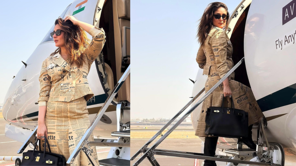 Kareena Kapoor Turns the Airport into a Runway in Vintage 2005 Gazette Print Co-ord