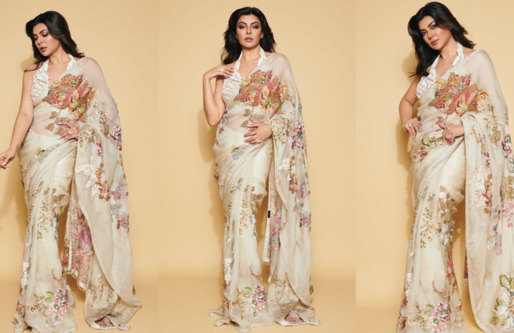 Sushmita Sen Serves Glam in a Light Floral Saree and Stylish Blouse
