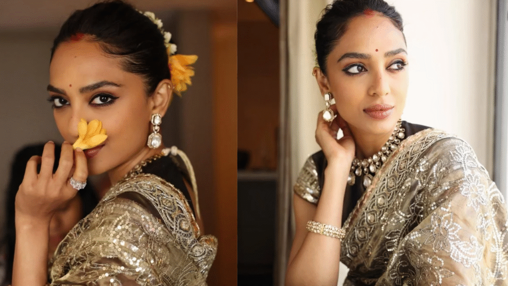 Sobhita Dhulipala Stuns in a Vintage-Inspired Olive Green Sari at the 2025 WAVE Summit
