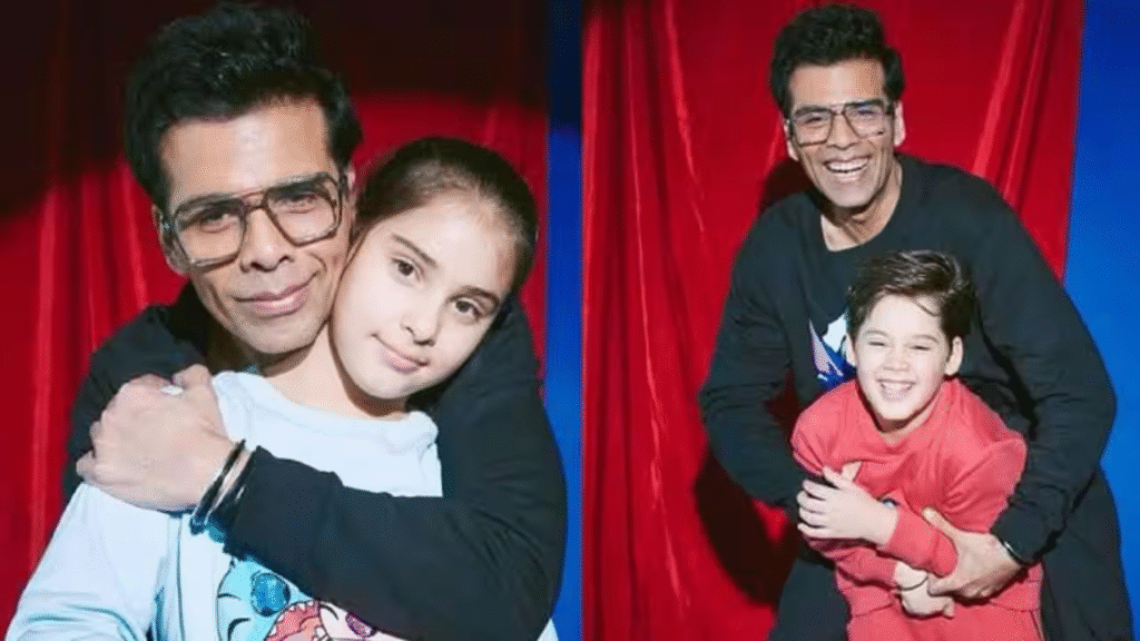 Karan Johar with kids Yash and Roohi