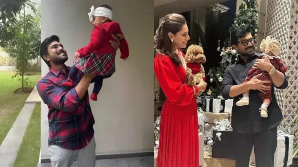Ram Charan with wife Upasana daughter