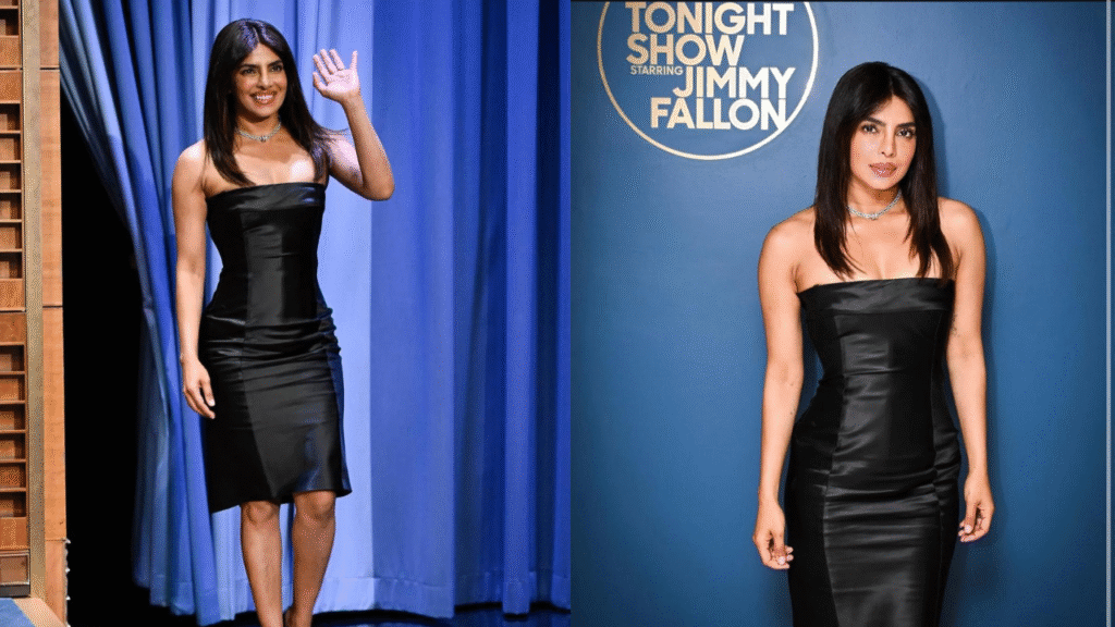 Priyanka Chopra Wows in Black Dress on The Tonight Show with Jimmy Fallon