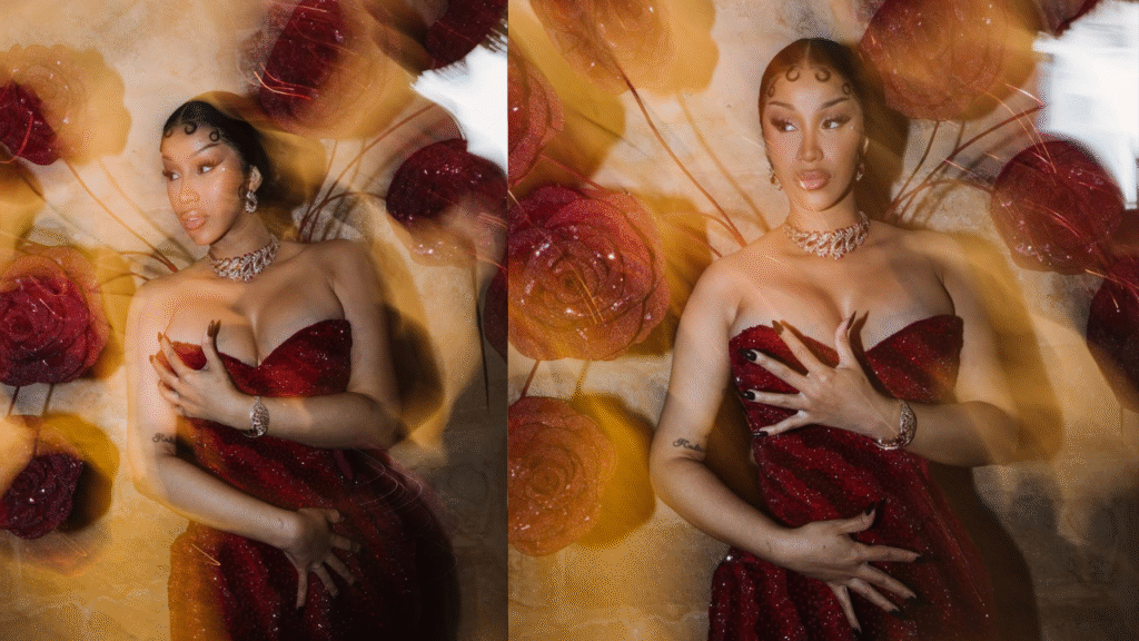 Cardi B Turns Heads in Stunning Red Gown at Rahul Mishra's Paris Couture Show
