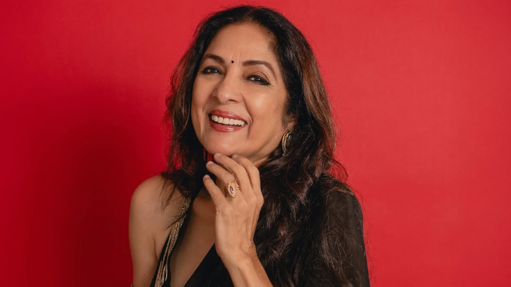 Neena Gupta Turns Heads in a Beautiful Black Silk Saree Designed by Daughter Masaba