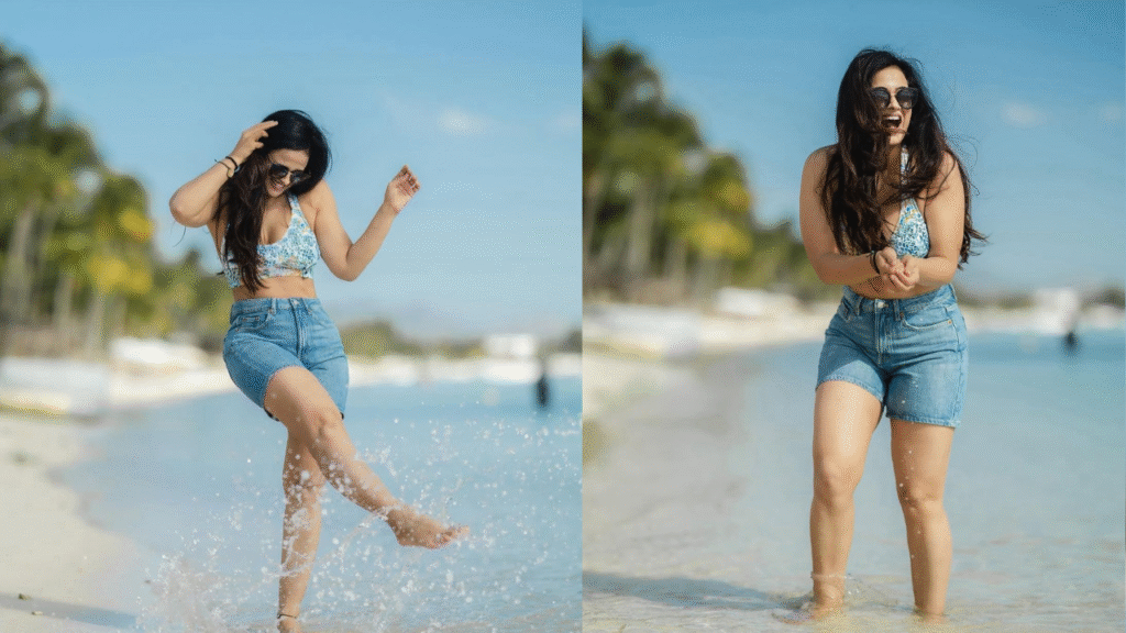 Shweta Tiwari Looks Stunning in Bralette and Shorts During Mauritius Vacation