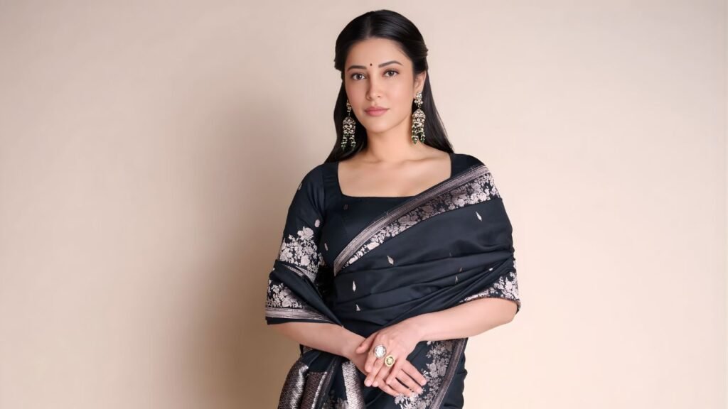 OMG! Shruti Haasan Stuns in a Black Banarasi Saree That Redefines Festive Fashion