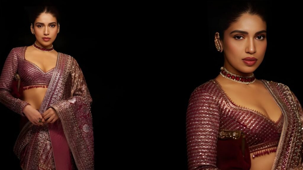 Bhumi Pednekar’s Deep Wine Saree Is The Perfect Blend Of Heritage And Modern Bridesmaid Glamour