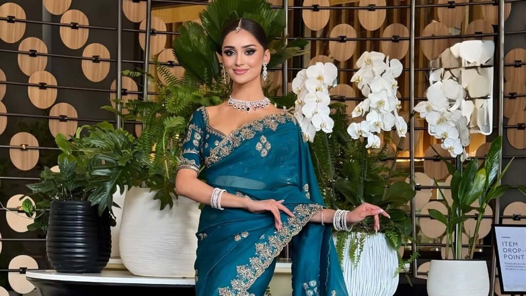 Miss Universe India Manika Vishwakarma Showcases Her Love for Indian Craftsmanship in a Stunning Saree