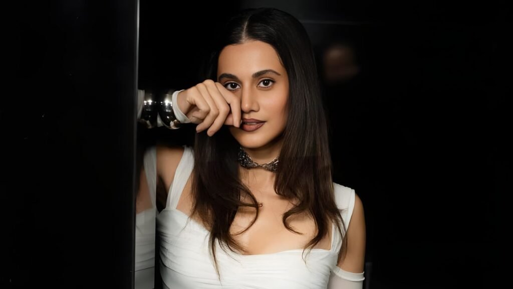 Taapsee Pannu Stuns in All-White Look Paired With Bold Metallic Brown Lips