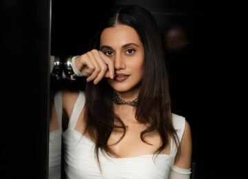 Taapsee Pannu Stuns in All-White Look Paired With Bold Metallic Brown Lips