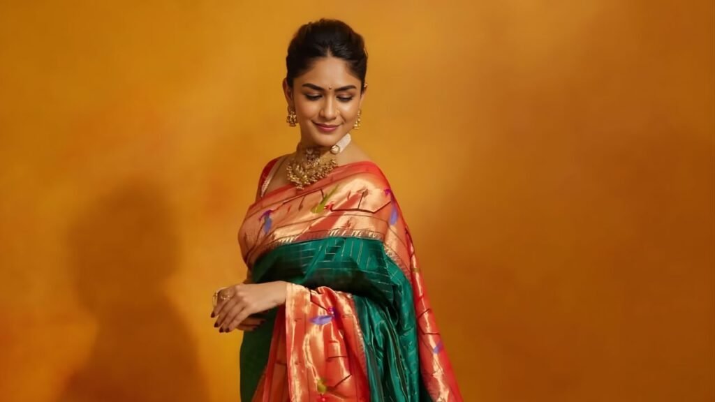 Mrunal Thakur Shines in Traditional Maharashtrian Paithani Saree, Embracing Heritage with Elegance