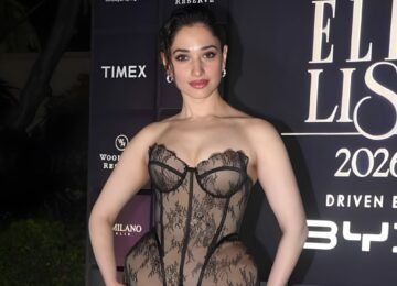 Tamannaah Bhatia Steps Out In A ₹4.65 Lakh Surya Sarkar Lace Couture Gown, Redefines Modern Red-Carpet Glamour