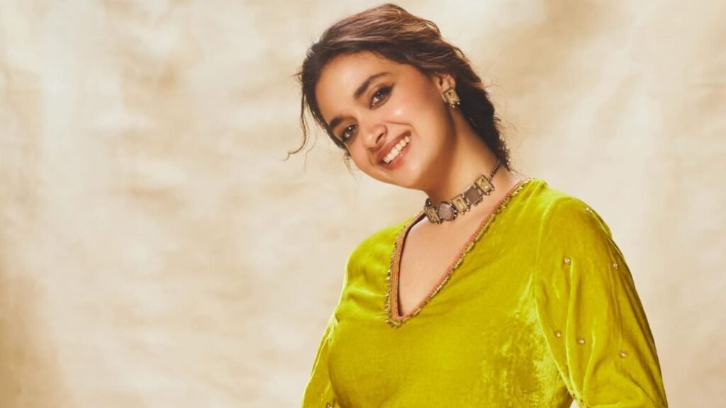 Keerthy Suresh Steps Out in Handcrafted Velvet Kurta Look