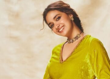 Keerthy Suresh Steps Out in Handcrafted Velvet Kurta Look