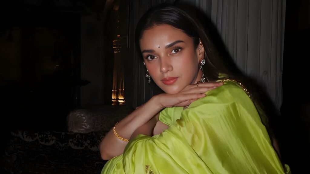 Aditi Rao Hydari Redefines Festive Elegance In A Striking Lime Green Raw Mango Saree