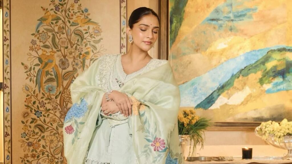 Sonam Kapoor Stuns In Custom Anamika Khanna For Son’s Naming Ceremony