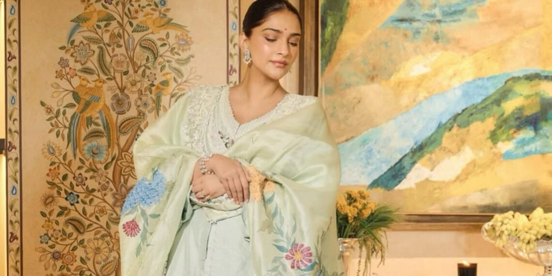 Sonam Kapoor Stuns In Custom Anamika Khanna For Son’s Naming Ceremony