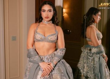 Bhumi Pednekar Stuns In Aisha Rao’s Intricate Grey Lehenga At Event