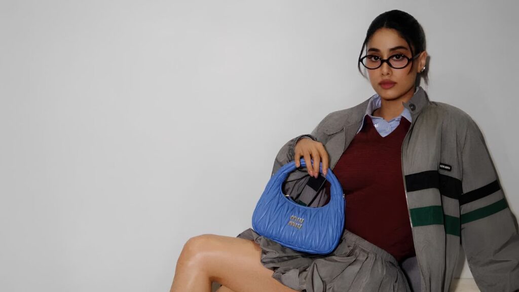 Janhvi Kapoor Embraces the ‘Nerdy Chic’ Trend in a Head-to-Toe Miu Miu Look Amid Peddi Buzz
