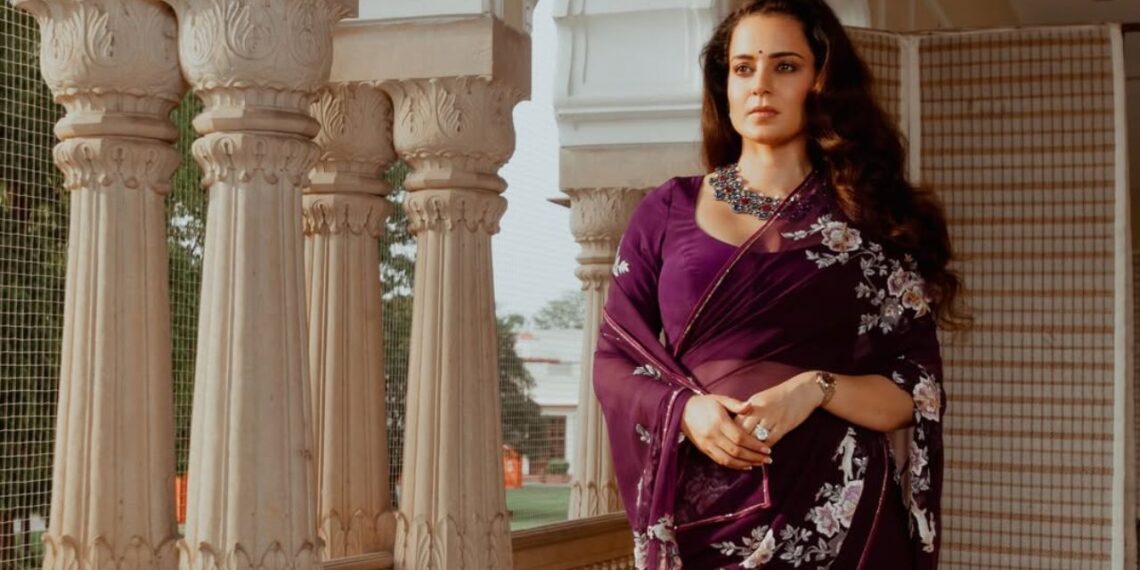 Kangana Ranaut Channels Maharani Gayatri Devi’s Timeless Elegance in a Stunning Purple Saree