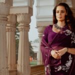 Kangana Ranaut Channels Maharani Gayatri Devi’s Timeless Elegance in a Stunning Purple Saree
