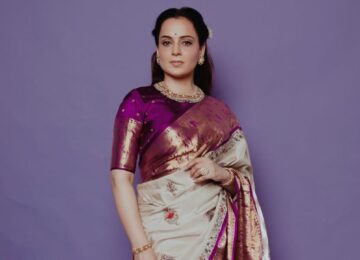 Kangana Ranaut Stuns In Handwoven Kanjeevaram Saree By Gaurang Shah At Bharat Bhhagya Viddhaata Trailer Launch