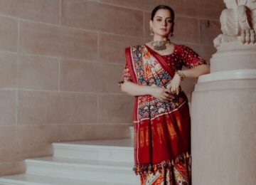 Kangana Ranaut Celebrates Indian Craftsmanship in Patan Patola Saree and Fizzy Goblet Juttis During Bharat Bhhagya Viddhaata Promotions