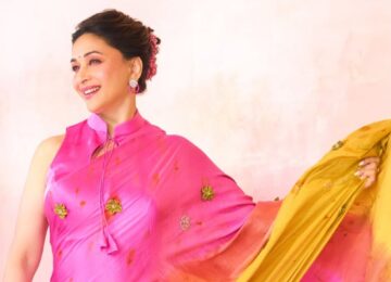 Madhuri Dixit Turns Heads in Dreamy Pink-Yellow Saree and Proves Why She’ll Forever Be Bollywood’s Original Dhak Dhak Girl
