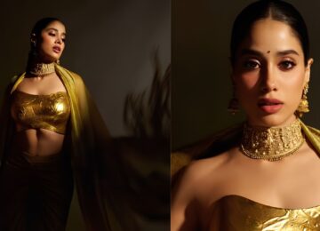 Janhvi Kapoor's 24K Gold Bustier at Akansha Ranjan Kapoor's Sangeet Is the Most Glamorous Wedding Guest Look You'll See This Year