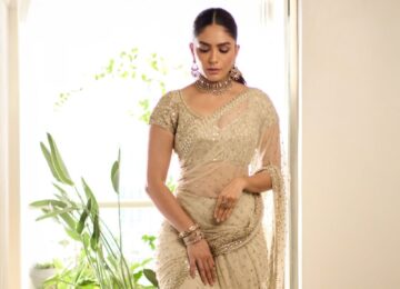 Mrunal Thakur Looks Like a Dream in Arpita Mehta's Shimmering Ivory Saree—Every Detail Is Pure Elegance