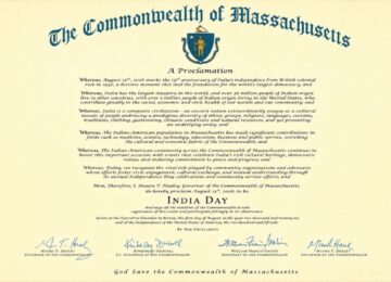 Massachusetts Governor Maura Healey Officially Proclaims August 15, 2026, as India Day