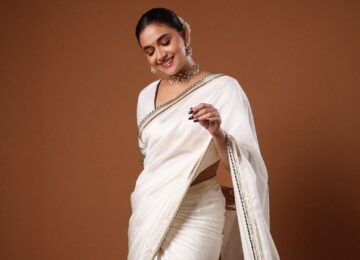 Keerthy Suresh Stuns In Elegant White Saree And Aprajita Toor Heels At Movie Trailer Launch