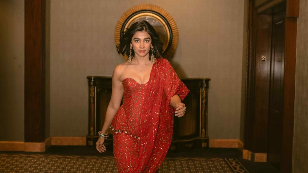 Pooja Hegde Stuns In A Dazzling Arpita Mehta Saree At India Day Parade In New York