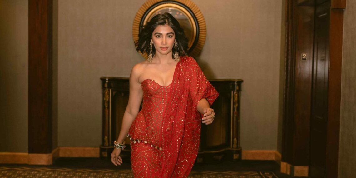 Pooja Hegde Stuns In A Dazzling Arpita Mehta Saree At India Day Parade In New York