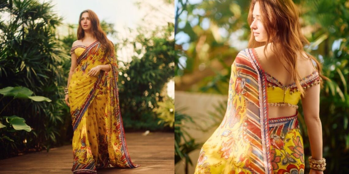 Tamannaah Bhatia’s Yellow Saree Look At The Vvaan Trailer Launch Is A Lesson In Modern Festive Dressing